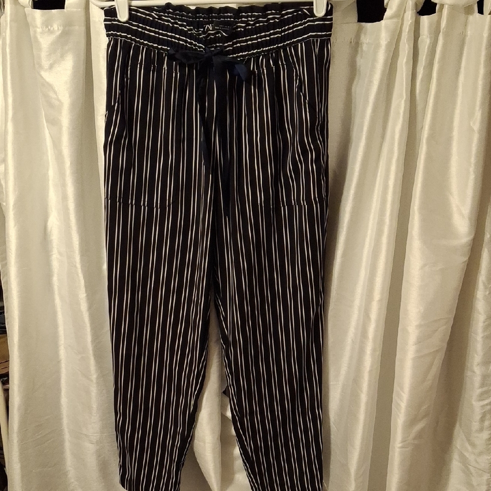 Zara  Blue and White Striped Pants Small